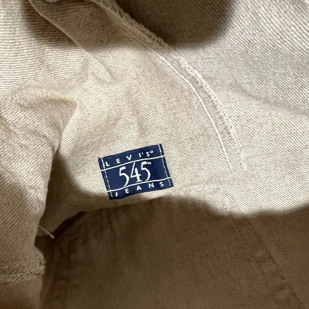 Vintage 90s Levis 545 Mens Tan Khaki Loose Fit Straight Leg USA Pant Faded 38x30 - Picture 5 of 9